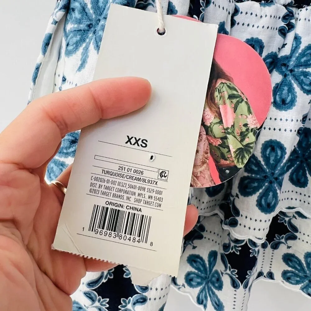 ❤️ Agua Bendita for target mini floral tiered dress, blue, white, Size XXS